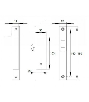 Serrure porte coulissante en bois ou alu ouverture avec clé 
