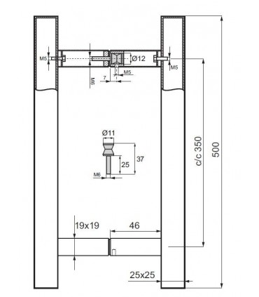 Paire de Poignée baton inox tube carré