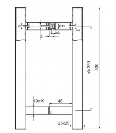 Paire de Poignée baton inox tube carré