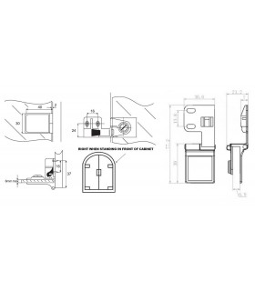 Charnière intermédiaire a blocage pour porte en verre d'épaisseur maxi 6 mm Charnière intermédiaire a blocage pour porte en verre d'épaisseur maxi 6 mm