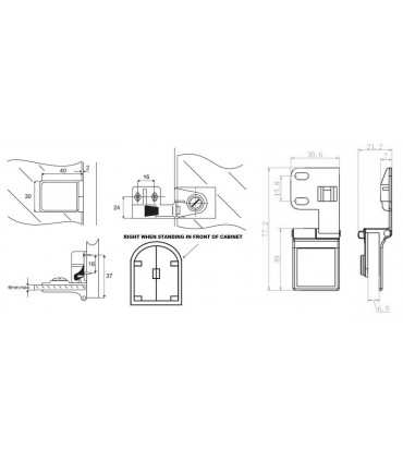 Charnière intermédiaire a blocage pour porte en verre d'épaisseur maxi 6 mm