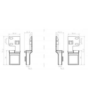 Charnière haute ou basse à blocage pour porte en verre d'épaisseur maxi 6 mm Charnière haute ou basse à blocage pour porte en verre d'épaisseur maxi 6 mm
