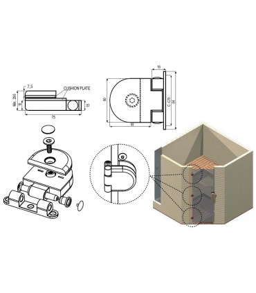 Charnière série Slovakia pour porte de sauna en verre
