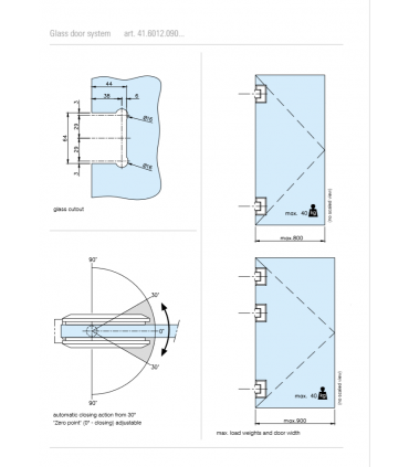 Charnière 90° ajustable pour porte de douche en verre
