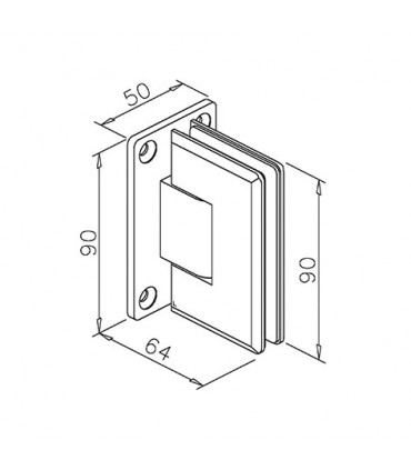 Charnière 90° ajustable pour porte de douche en verre