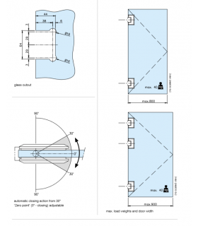 Charnière sur platine déportée ajustable pour porte de douche en verre Charnière sur platine déportée ajustable pour porte de douche en verre