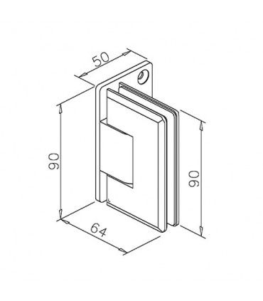 Charnière sur platine déportée ajustable pour porte de douche en verre