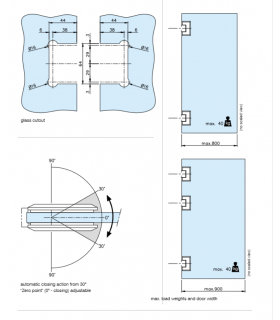 Charnière ajustable ouverture à 180° pour porte de douche Charnière ajustable ouverture à 180° pour porte de douche