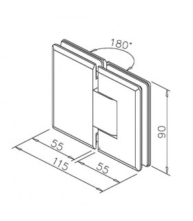 Charnière ajustable ouverture à 180° pour porte de douche Charnière ajustable ouverture à 180° pour porte de douche