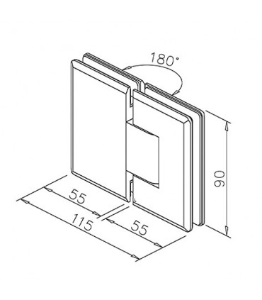 Charnière ajustable ouverture à 180° pour porte de douche