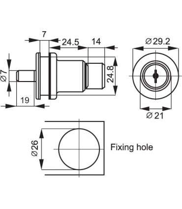 Serrure poussoir pour porte coulissante de vitrine en verre