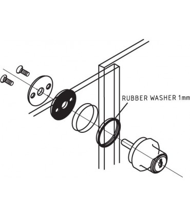Serrure poussoir pour porte coulissante de vitrine en verre