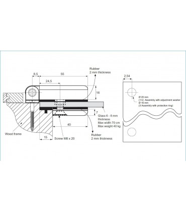 Charnière série Slovakia pour porte de sauna en verre