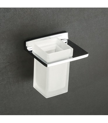 Support mural avec gobelet en verre satiné série Valencia VBA904