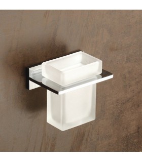 Support mural avec gobelet en verre satiné série Valencia VBA902 Support mural avec gobelet en verre satiné série Valencia VBA902