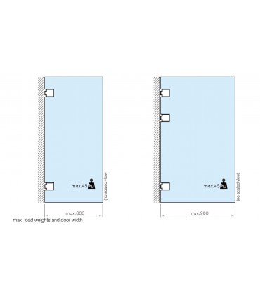 Charnière carrée pour porte en verre fixation contre mur