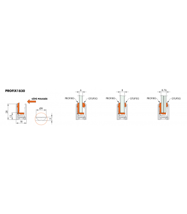 Profil aluminium à clip de 28 mm série Profix 2