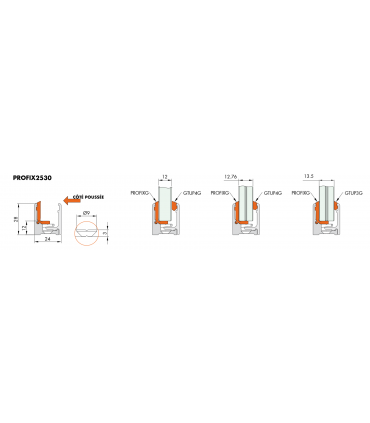 Profil aluminium à clip de 28 mm série Profix 2