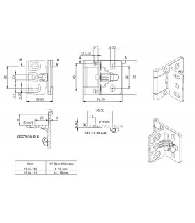 Charnière EASY pour porte bois ou verre Charnière EASY pour porte bois ou verre