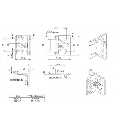 Charnière EASY pour porte bois ou verre