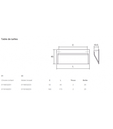 Poignée cuvette série Wave chromé brillant