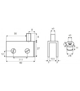 Set de 2 charnières pince pivot pour porte de vitrine en verre Set de 2 charnières pince pivot pour porte de vitrine en verre