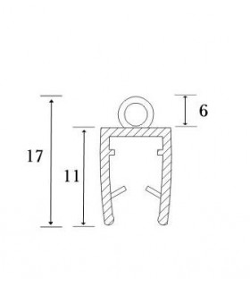 Joint d'étanchéité rouleau bas de porte série S.5709 pour verre épaisseur 6mm Joint d'étanchéité rouleau bas de porte série S.5709 pour verre épaisseur 6mm