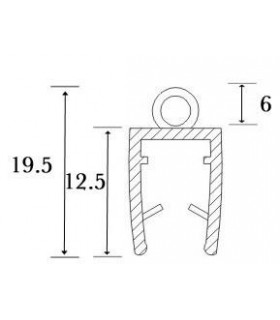 Joint d'étanchéité rouleau bas de porte série S.5709 pour verre épaisseur 8mm Joint d'étanchéité rouleau bas de porte série S.5709 pour verre épaisseur 8mm