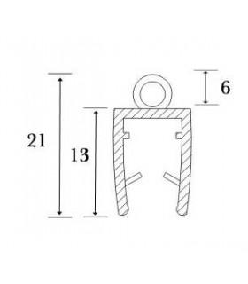 Joint d'étanchéité rouleau bas de porte série S.5709 pour verre épaisseur 10mm Joint d'étanchéité rouleau bas de porte série S.5709 pour verre épaisseur 10mm
