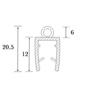 Joint d'étanchéité rouleau bas de porte série S.5709 pour verre épaisseur 12mm Joint d'étanchéité rouleau bas de porte série S.5709 pour verre épaisseur 12mm