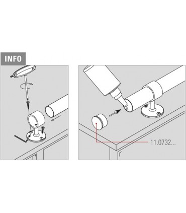 Support traversant droit pour Ø 25 mm