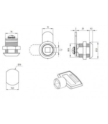 Serrure batteuse empreinte carré