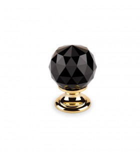 Bouton en cristal noir embase dorée Bouton en cristal noir embase dorée