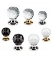 Bouton en cristal transparent, noir ou blanc