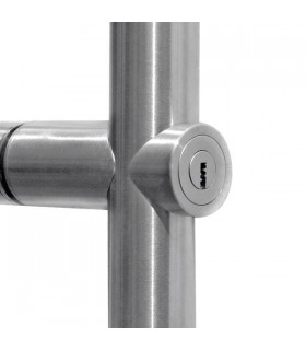 Paire de poignée tubulaire avec serrure pour porte en verre