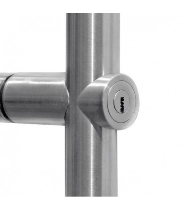 Paire de poignée tubulaire avec serrure pour porte en verre