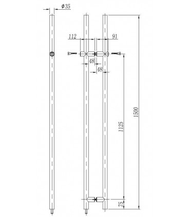 Paire de poignée tubulaire avec serrure pour porte en verre