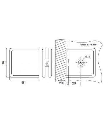 Fixation verre sur mur à 90°
