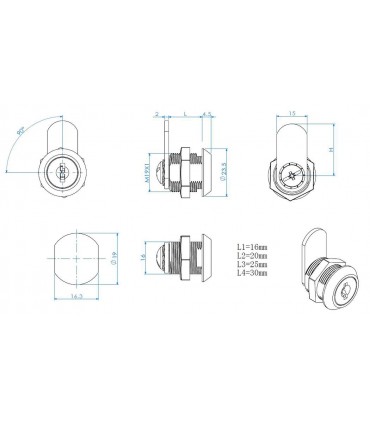 Serrure batteuse face conique chromé brillant