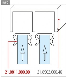Rail haut pour porte de vitrine en verre coulissante Rail haut pour porte de vitrine en verre coulissante