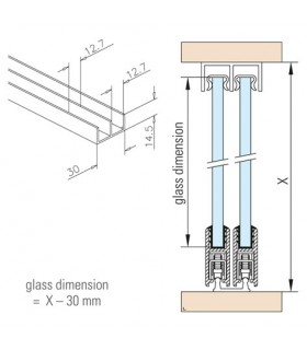 Rail haut pour porte de vitrine en verre coulissante Rail haut pour porte de vitrine en verre coulissante