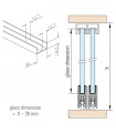 Rail haut pour porte de vitrine en verre coulissante Rail haut pour porte de vitrine en verre coulissante