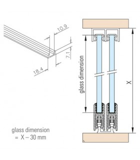 Rail bas pour porte de vitrine en verre coulissante Rail bas pour porte de vitrine en verre coulissante