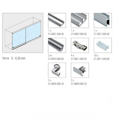 Kit pour porte de vitrine en verre coulissante sans serrure