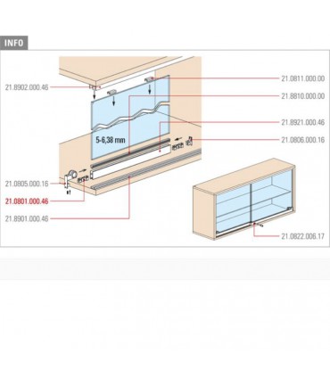 Kit pour porte de vitrine en verre coulissante sans serrure