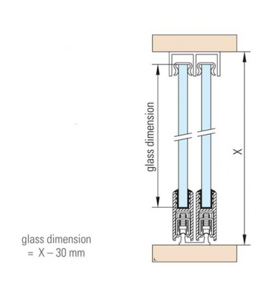 Kit pour porte de vitrine en verre coulissante sans serrure