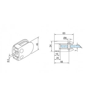 Pince à verre talon plat - modèle 28 - Inox 304 brossé
