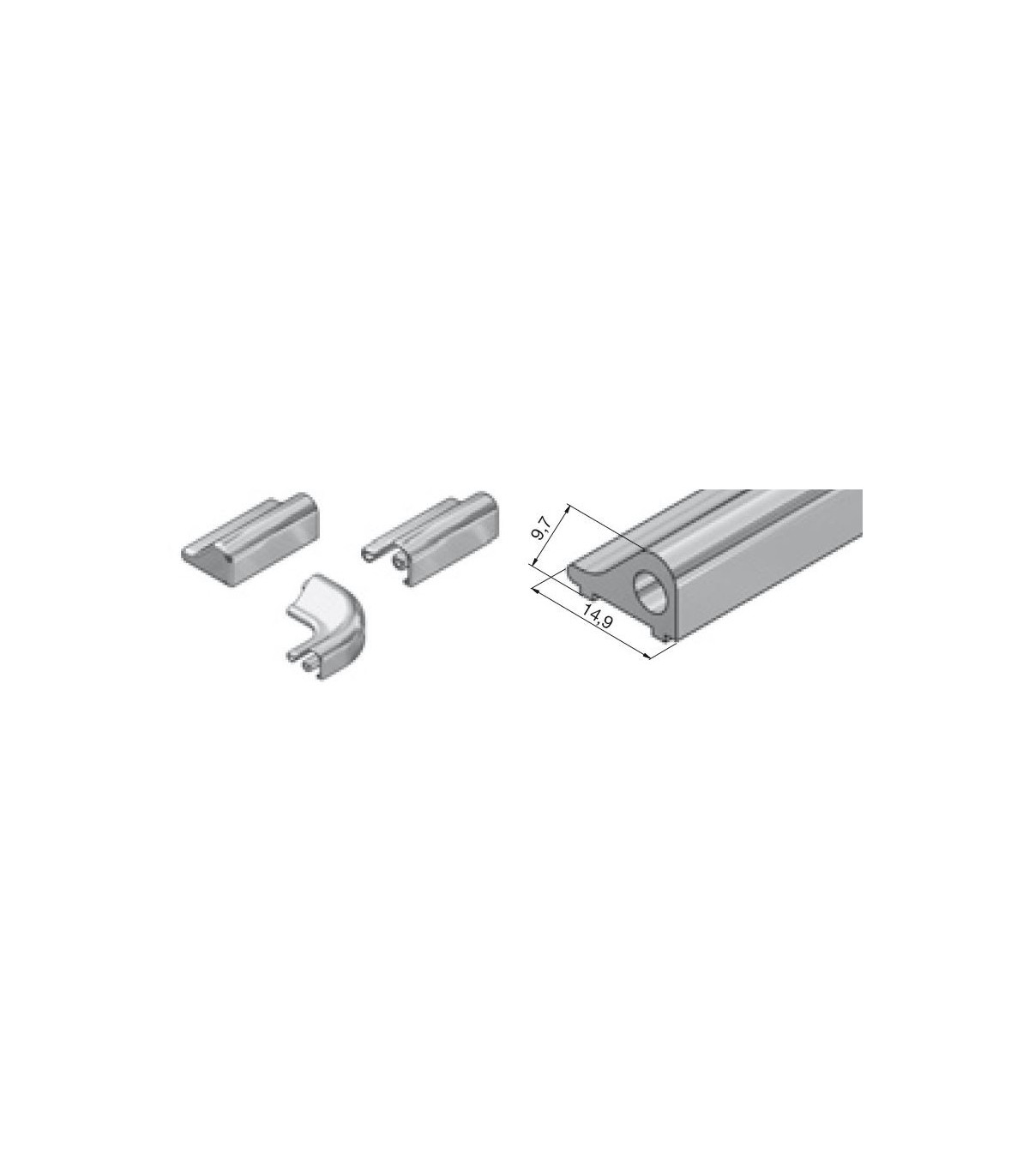 Profil de seuil en polycarbonate 1/2 rond Lg.2500 mm - Accessoires