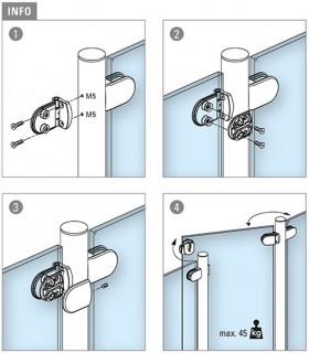 Charnière pour portillon en verre