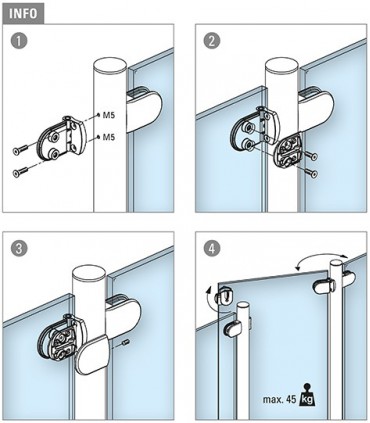 Charnière pour portillon en verre